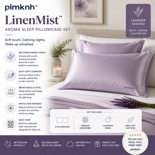 plmknh™ LinenMist Aroma Sleep Pillowcase Set